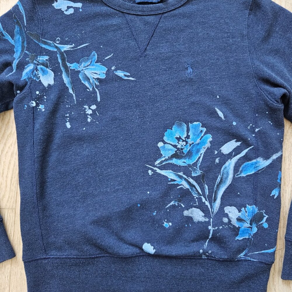 Polo Ralph Lauren Women’s Floral Crewneck Sweatshirt – Size SP, Blue - Picture 8 of 11